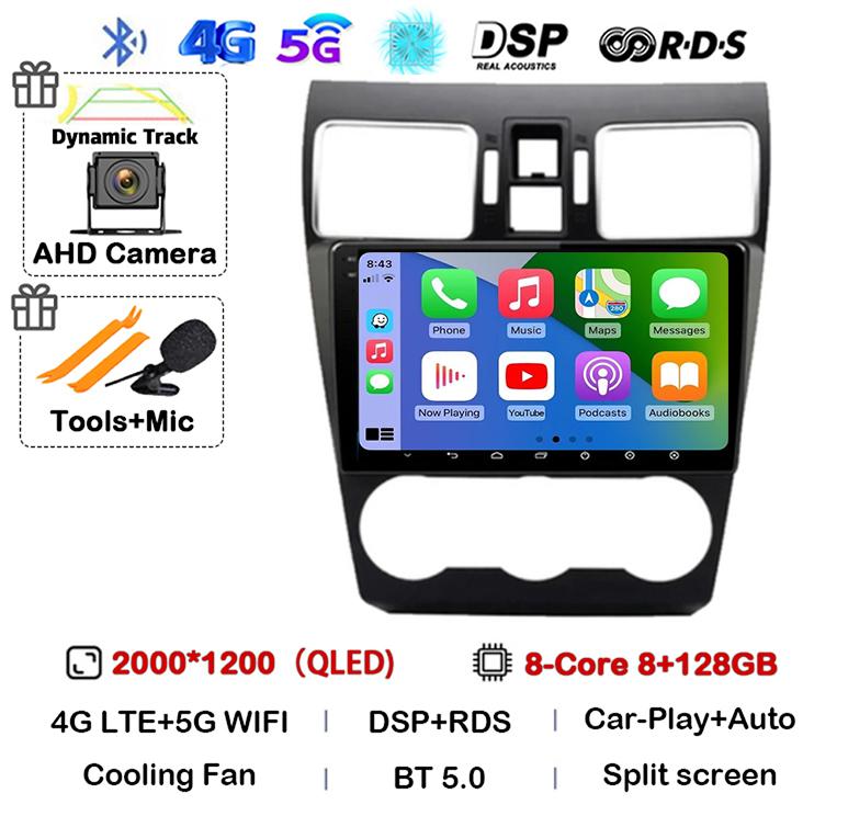 Android 14 Carplay Auto WIFI+4G Car Radio For Subaru WRX Forester 4 SJ 2016-2022 Multimedia Video Player Stereo GPS Head Unit BT