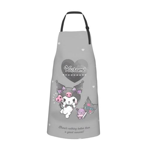 

Фартук Emzlikne Sanrio Kuromi, женский и мужской, водонепроницаемый фартук, устойчивый к сминанию, унисекс, однотонный, стильный, простой, водоотталкивающий, не требующий глажки,