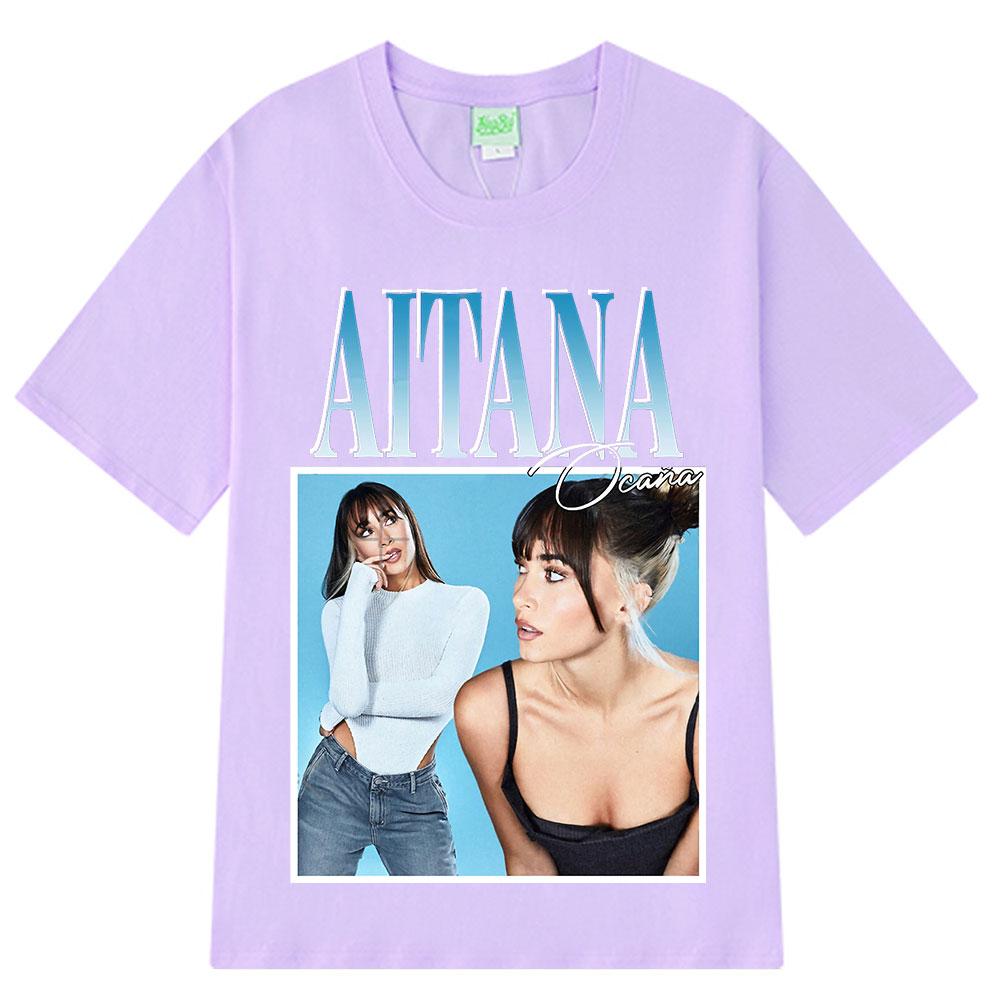 Singer Aitana Ocana Fashion Graphic T Shirt Men Women Harajuku T-shirts Cotton Aesthetic Short Sleeve O-Neck T Shirts Streetwear