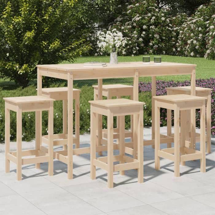 VidaXL Ensemble de bar de jardin 7 pcs Bois de pin massif, ensemble de bar, ensemble de meubles, ensemble de bar extérieur, 3154755
