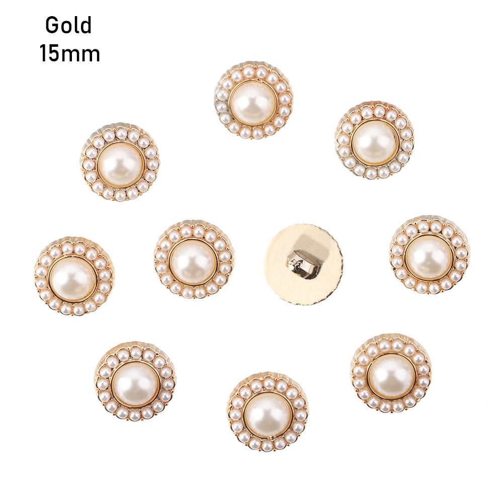 10Pcs Alloy Shiny Rhinestone Pearl Clothing Buttons DIY Clothing Sewing Button Needlework Handmade Accessories