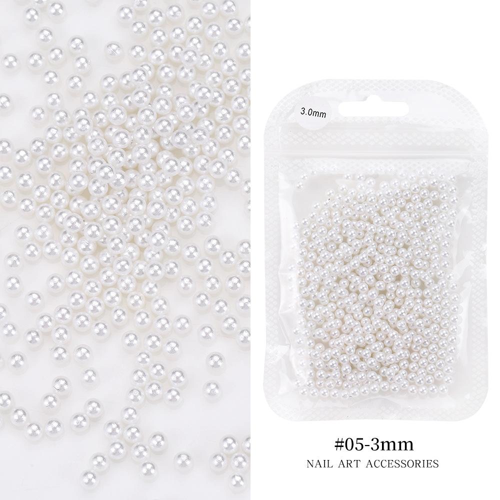 Маленькая упаковка Жемчуг для нейл-арта Разноразмерный Маленький жемчуг Круглый жемчуг Ювелирные изделия для нейл-арта Акцент Полный круглый жемчуг Непористый