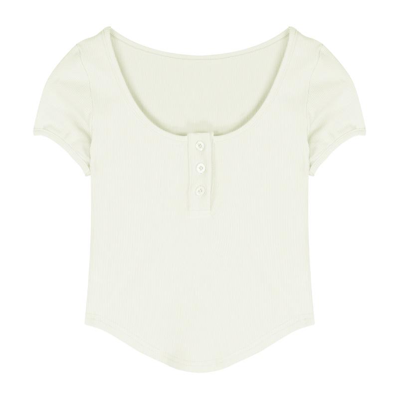 

Irregular U-neck Bodycon T-shirt: Women s 2025 Summer Fashion Medium зелёный