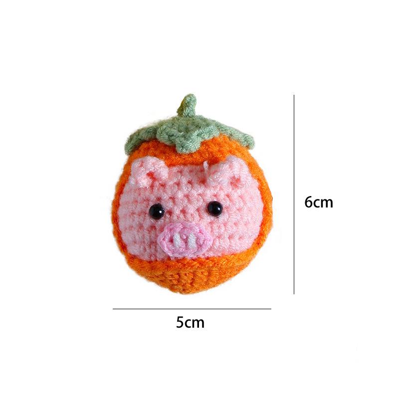 Charming Crochet Fruit Keychain: Persimmon & Strawberry Wool Pendants