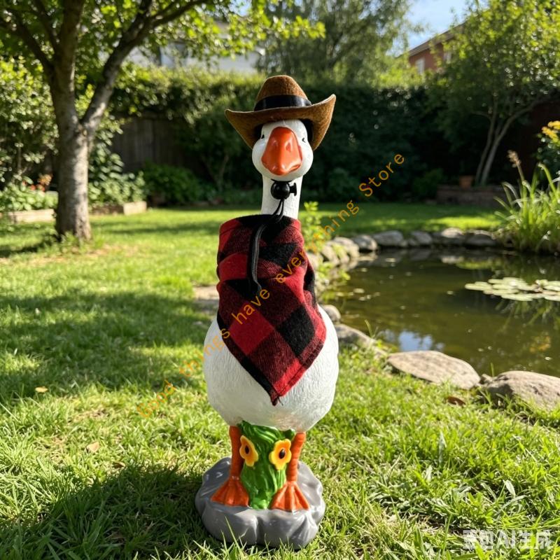 Cartoon Geese Figurines Resin Animal Garden Statues Funny Geese Sculpture for Home Desk Decoration Funny Geese Sculpture 55KF