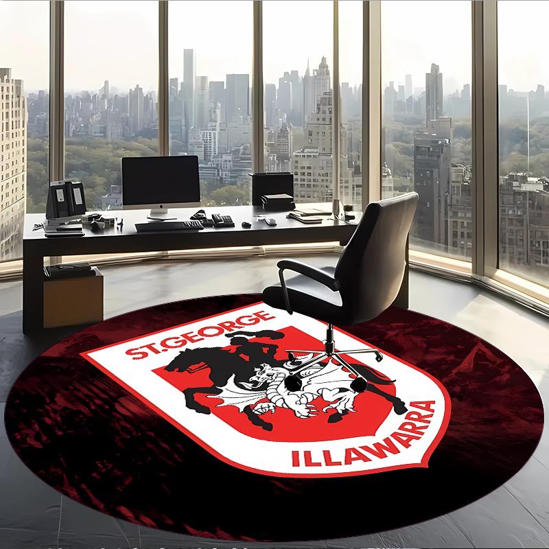 St George Illawarra Dragons (5) Round Office Rug Decorative Floor Rug for Office Bedroom Living Room and Home Space