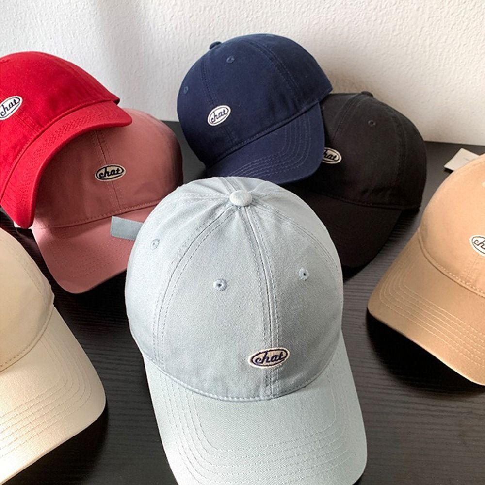 Korean Peaked Cap Embroidery Snapback Cap Simple Baseball Hat Spring Summer