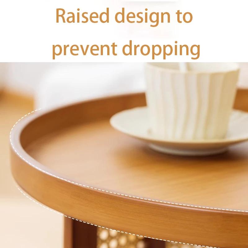 Rattan Coffee Table Circular Modern Tea Tables Living Room Storage Shelf Bedside Table Japanese Design Tables Sofas Furniture