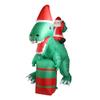 7.87ft Aufblasbarer Weihnachtsmann auf Dinosaurier mit eingebauten LED-Leuchten Aufblasbare Weihnachtsdekorationen für