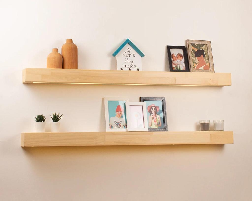 Sahajhast Floating Wall Shelves with LED Lights – 24" Lighted Display Floating Shelf | Wall Mounted Shelf | Modern Floating Style (set of 2)