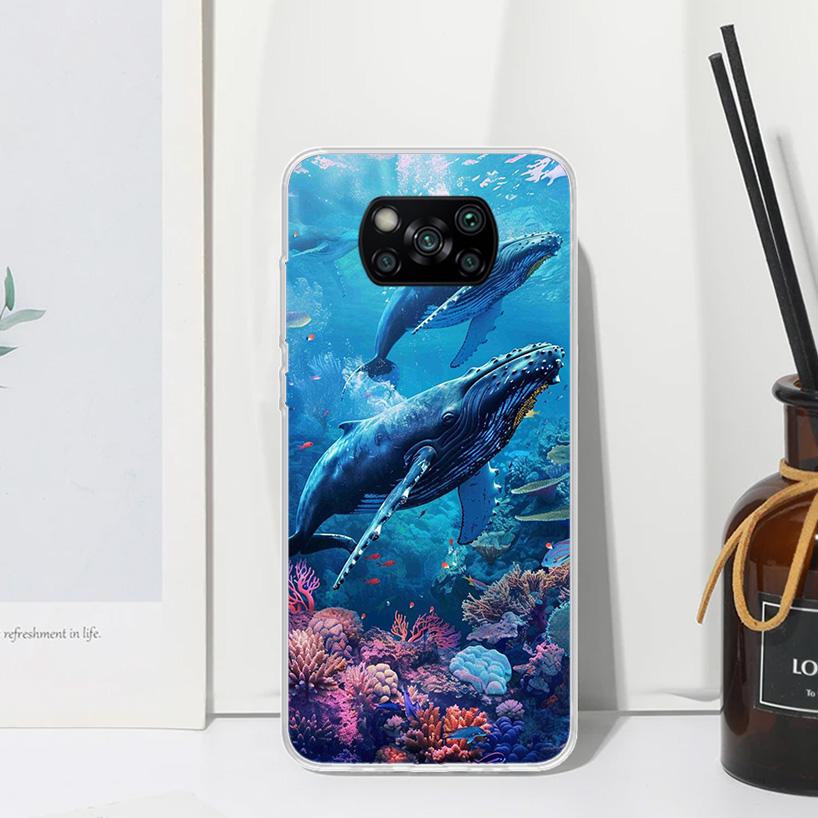 Humpback Whale Sea Giant Phone Case For Xiaomi Poco X7 X6 X5 M7 M8 Pro F7 Ultra Redmi 15C 15 13C 13 12C 12 10 10C 10A Art Fundas