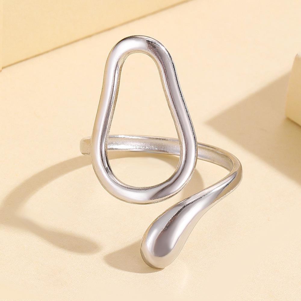 18K Gold-Plated Geometric Hollow Gourd Stainless Steel Ring for Women