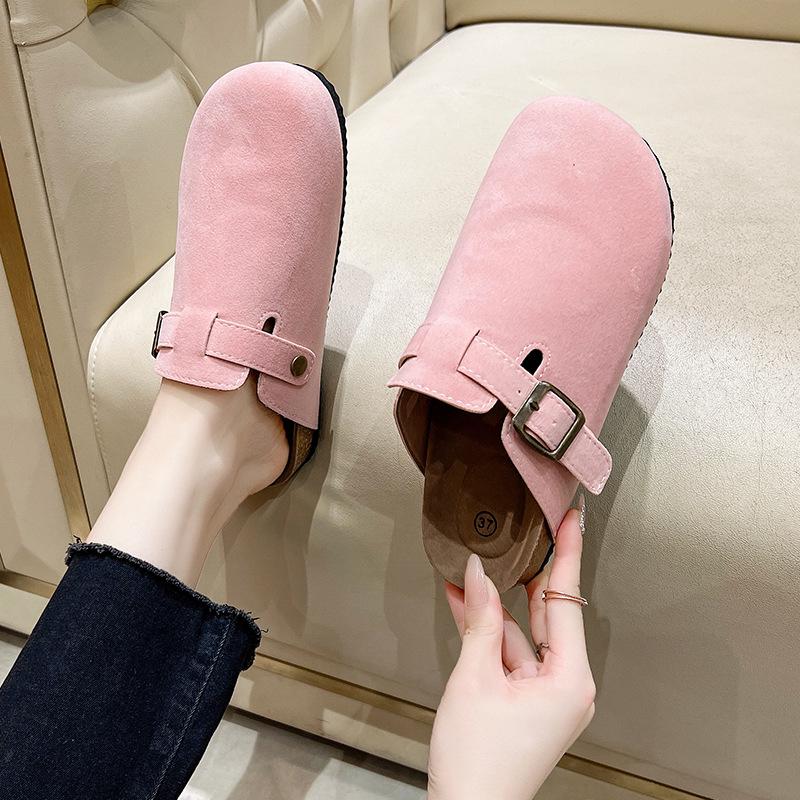 Women's Cork Baotou Slippers - Trendy Roman-Style Casual Slip-Ons In Large Sizes
