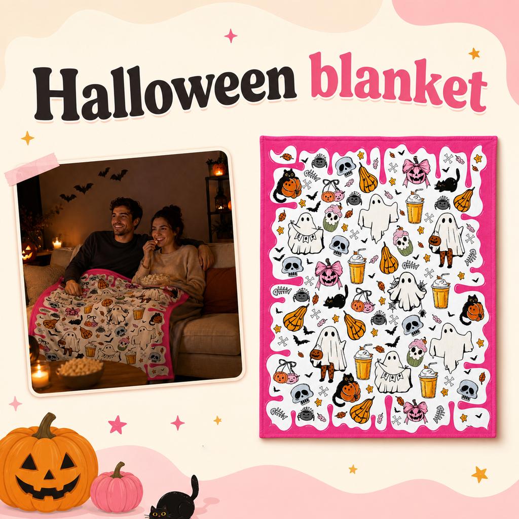 Halloween Blanket for Couch, Cozy Soft Throw Blanket for Halloween Decorations and Holiday