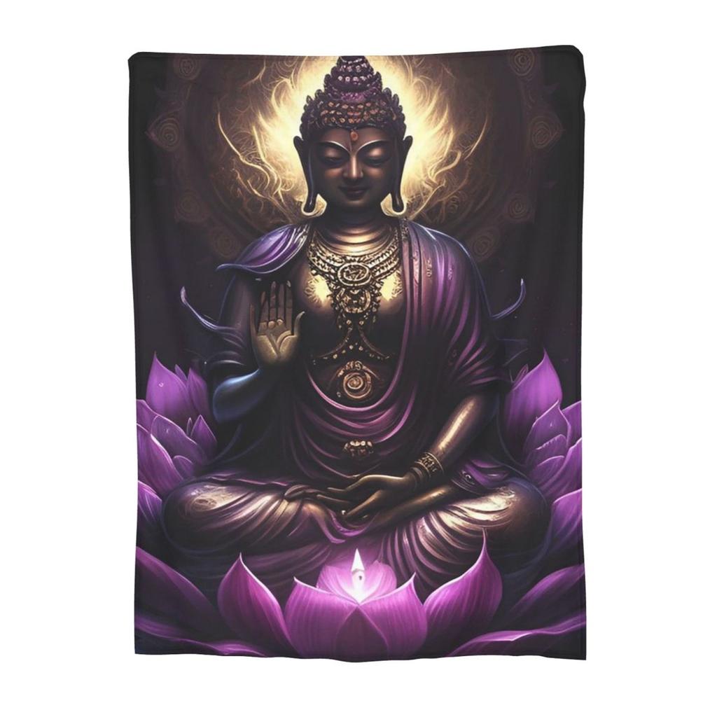 Coperta Yoga Buddha Coperta in Pile per Divano Coperte Leggere per Casa Camera da Letto Esterno Copriletto Trapunta