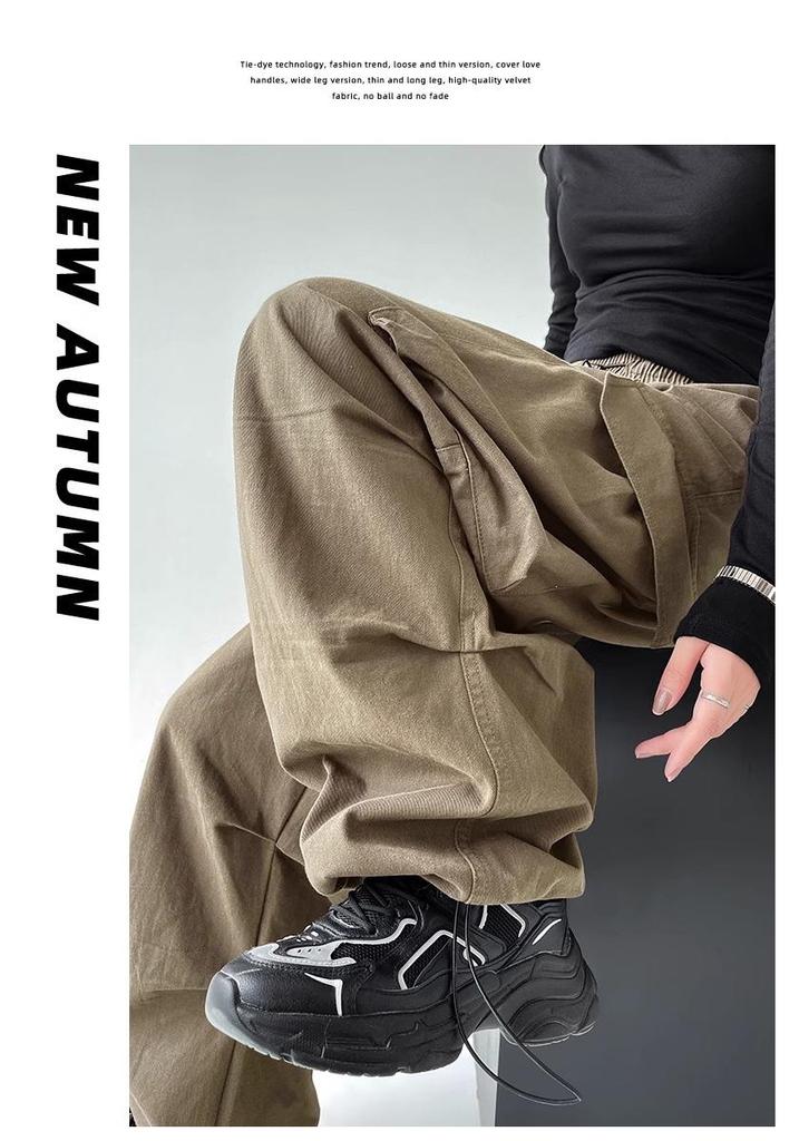 Women’s High Waist Wide Leg Windproof Cargo Pants - Black, Spring/Summer 2025 Collection
