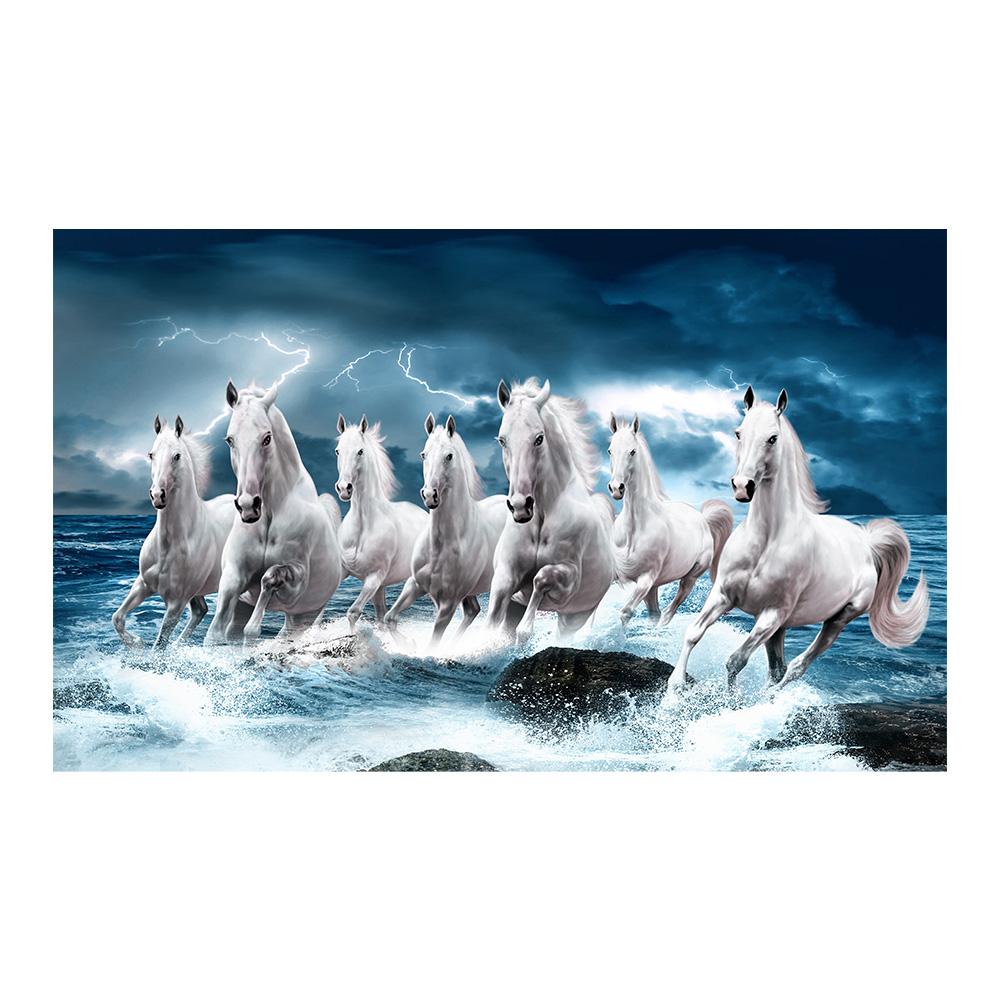 

Modern Simple Wall Art Running White Horses Sunset Scenery HD Canvas Printing Poster Home Living Room Bedroom Decoration 50x75cm