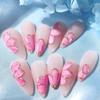 10Pcs Handmade Nails Set Press On Long Almond False Nail High Luxury Minimalist Style Design Reusable Full Cover Fake Nail Tips
