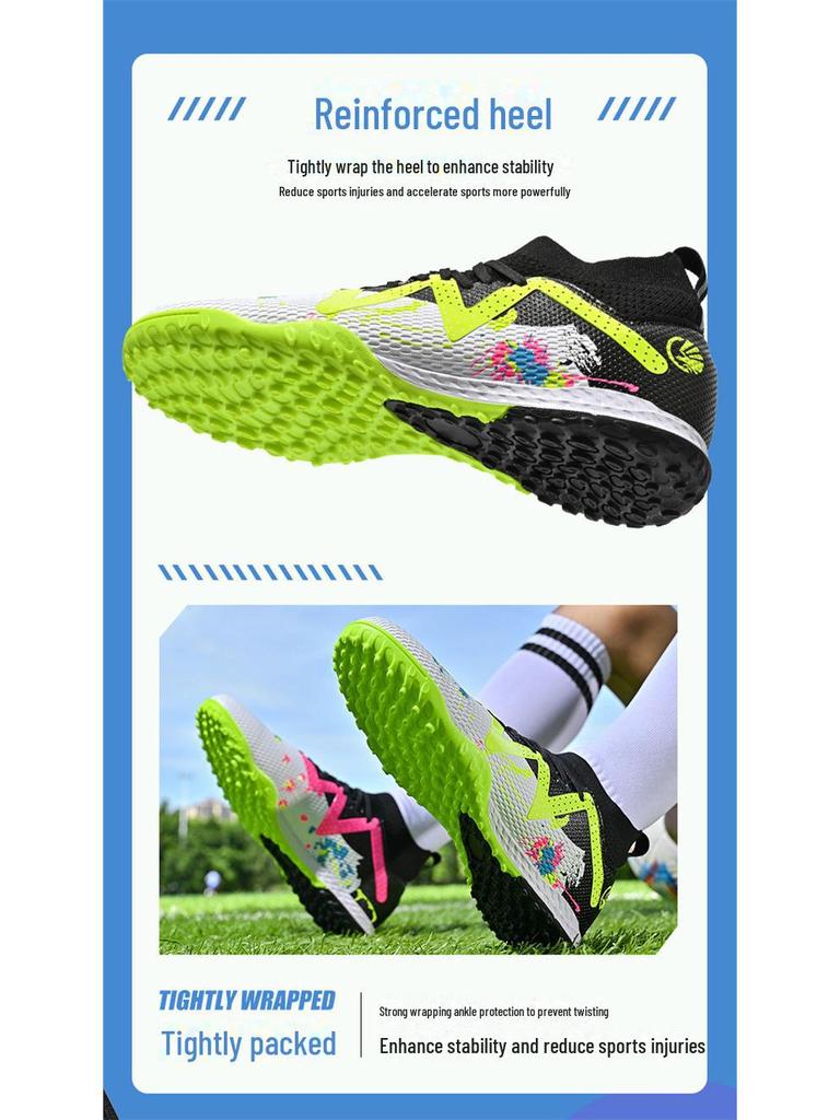 High-top Football Shoes with AG and TF Nails for Men, Teenagers, and Adults. Non-slip, Wear-resistant for Competition and Training.
