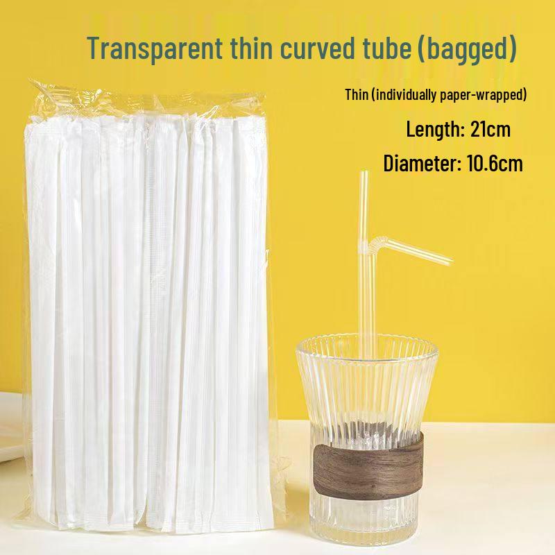 ZISIZ Individually Wrapped Transparent Disposable Plastic Straws