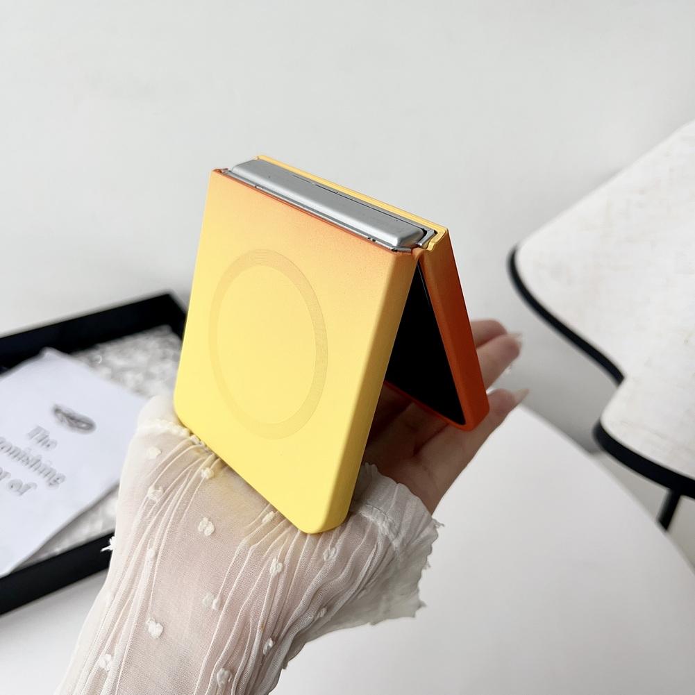 Soft Lliquid Two-tone Gradient Built-in Magnetic Coil Phone Case For Samsung Galaxy Z Flip 7 flip7 Camera Protect Cover