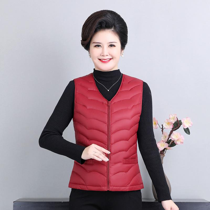 Winter Middle-aged and Elderly Women's Clothing Down Vest Liner Large Size Vest Light and Thin Mother Clothing