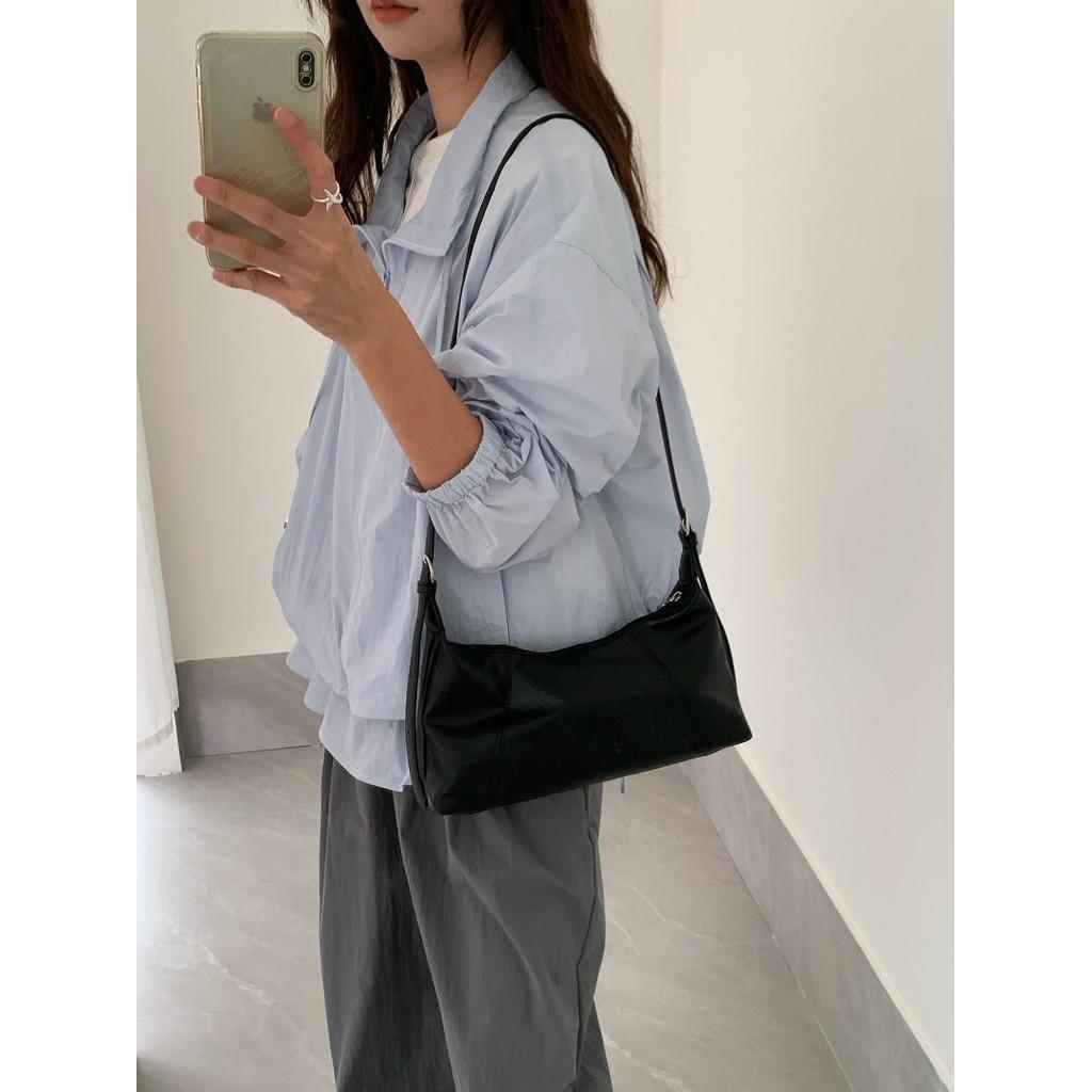 IELGY Soft Leather One-Shoulder Underarm Bag Spring Summer Simple All-Match Commuter Cross-Body Dumpling Bag