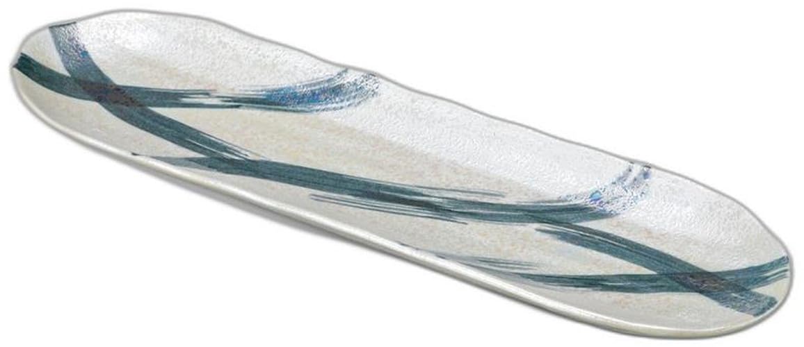 

Черная глянцевая овальная тарелка x x Тарелка для санмы Setomonohonpo [35.4 9.7 2.3см]