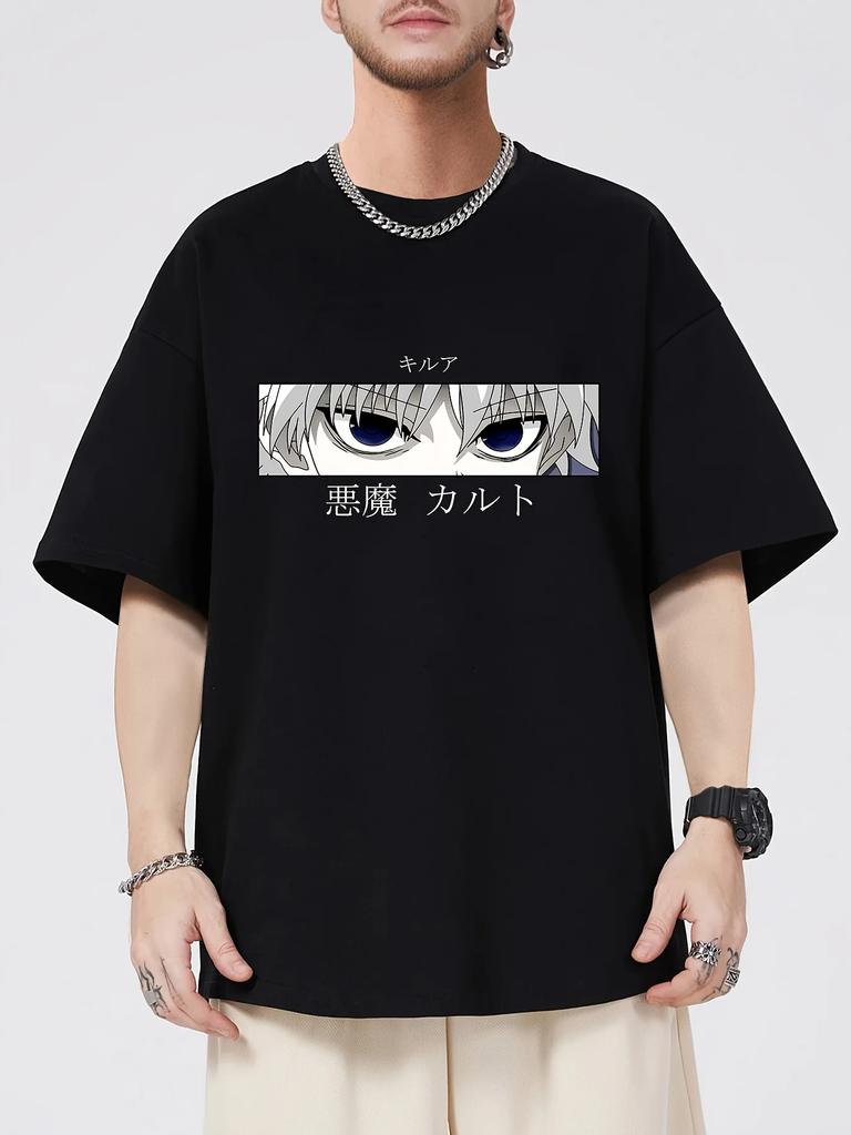 100% Baumwolle Trend Casual Männer Und Frauen Universal T-Shirt Mit Japanischem Anime-Muster-Druck, Atmungsaktives Kurzarm-Top