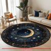 Star & Moon Pattern Circular Floor Mat , Non-Slip, Easy To Clean, Suitable For Living Room, Bedroom, Entryway