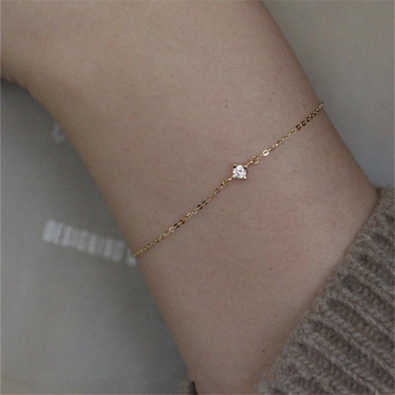 Bracciale in Argento Sterling 925 Cristallo Raffinato Placcato Oro 14k Donna Temperamento Classico Gioielli da Festa Regalo per Fidanzata