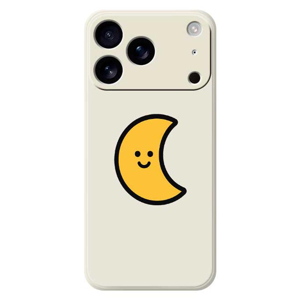 

For iPhone 17 Pro Case Yellow Moon Pattern Printing Straight Edge TPU Phone Back Cover Beige