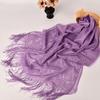 Women Summer Shawl See-through Mesh Thin Tassel Solid Color Soft Decorative Lace Malaysia Women Head Wrap Clothes Accessory