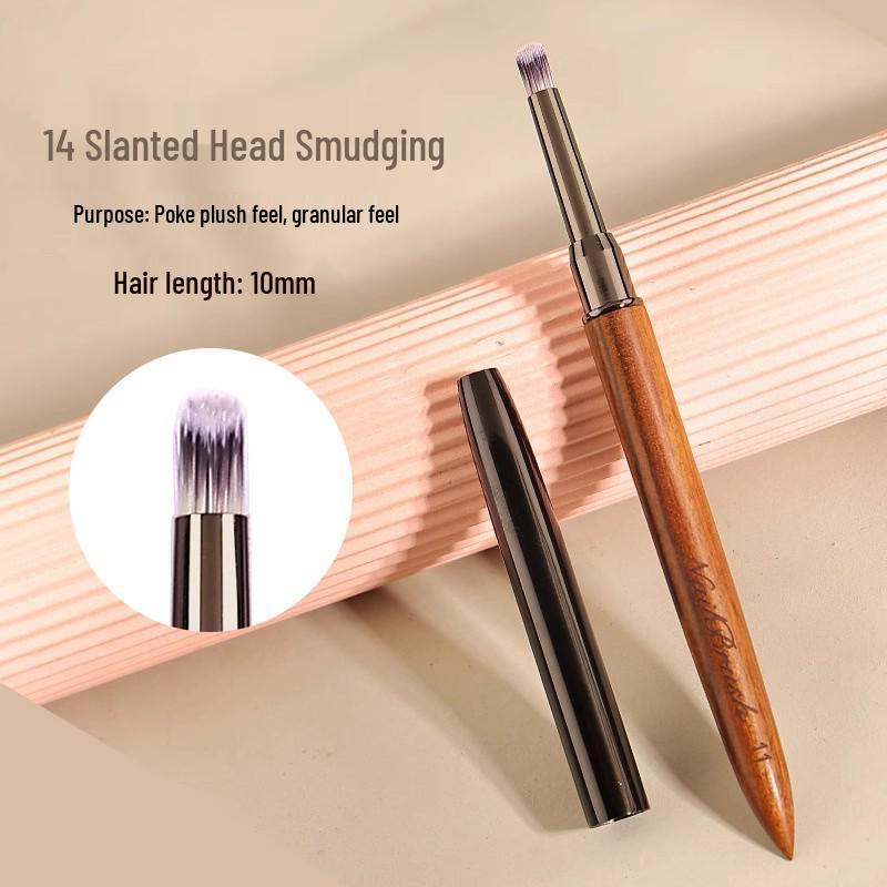 Premium Nail Art Gel Brush with Japanese Sandalwood Handle - Round & Flat Heads