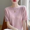 Spring Autumn Women Sweater O-Neck Cashmere Pullover Basic Short Sleeve Clothing Comfort Top Casual Solid