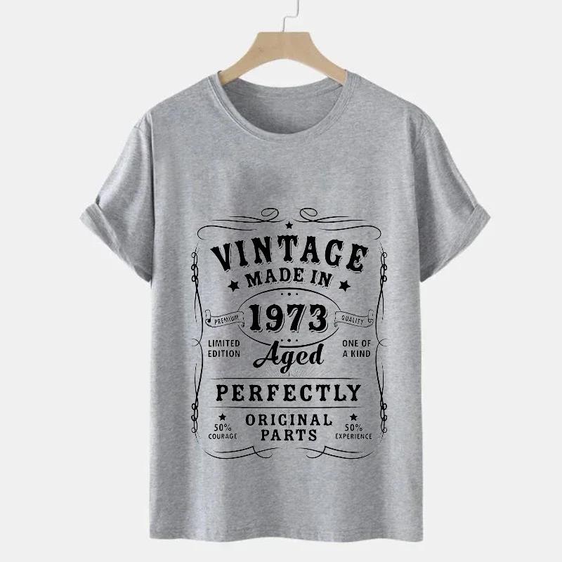 1973 50th Birthday Tshirts T-shirt Vintage 1973 Men Short Sleeve Tops Street 1973 T Shirt for Men T Shirt Oversize Tee Shirt Man