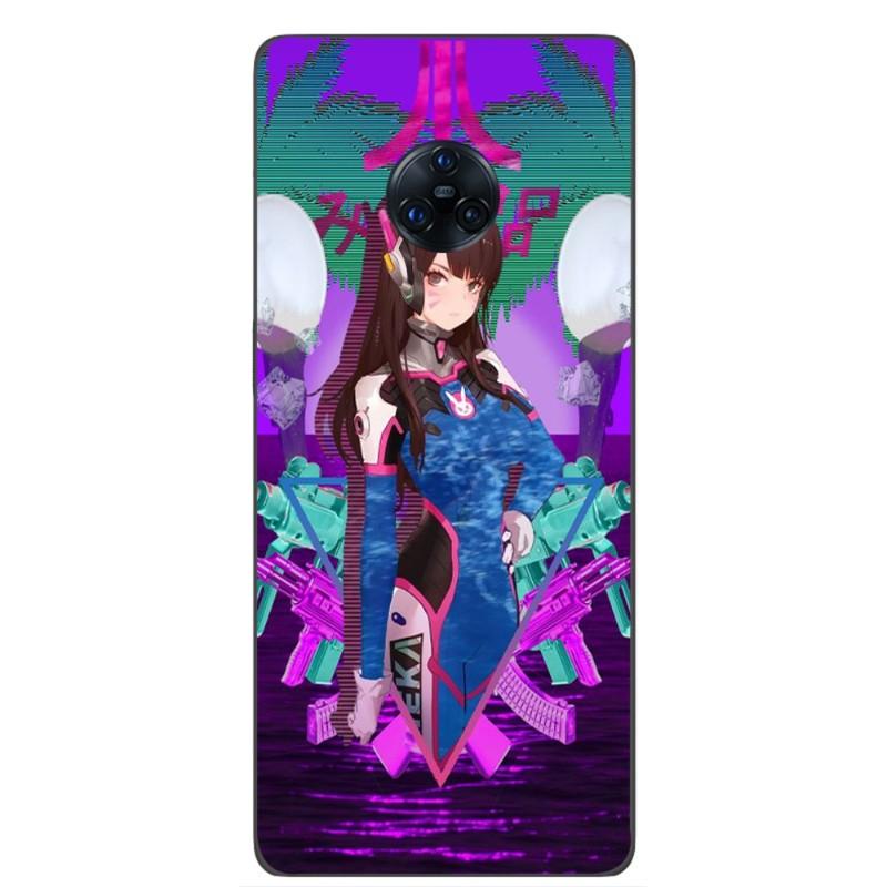 Vaporwave Glitch Neon Anime Girl Phone Case For VIVO Y95 Y93 Y31 Y20 V19 V17 V15 Pro X60 NEX Soft Black Phone Cover