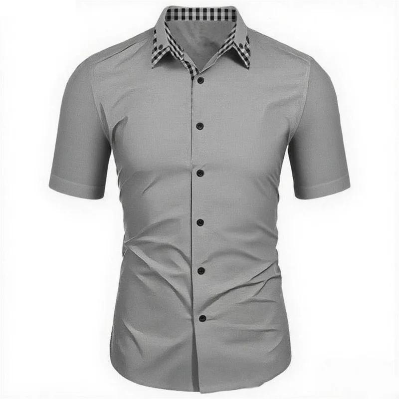 Summer Men Short Sleeve Beach Shirt Men Casual Lapel Fashion Shirt Tops
