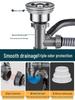Thickened Plastic Single Basin Kitchen Sink Drain Pipe Kit with Overflow