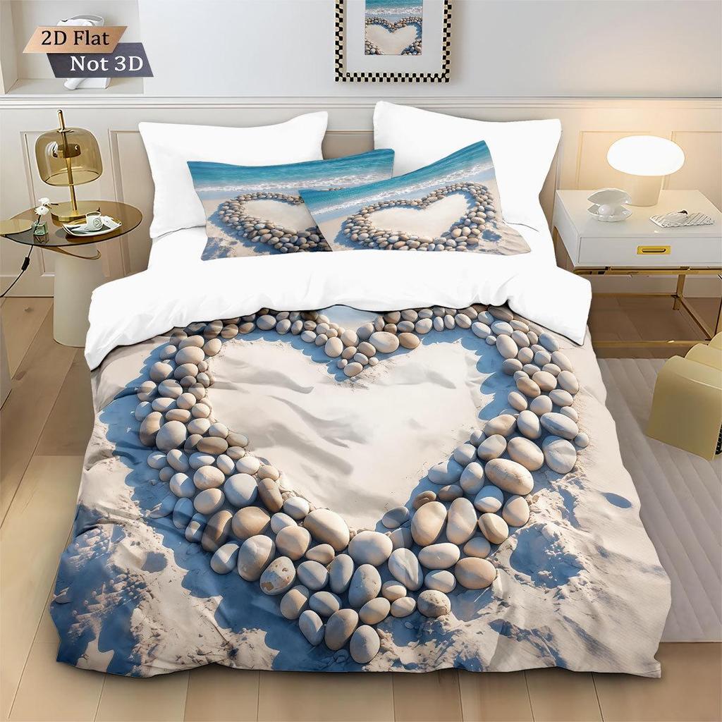 TEMU Starfish Shell Beach Ocean 3-Piece Duvet Cover Set