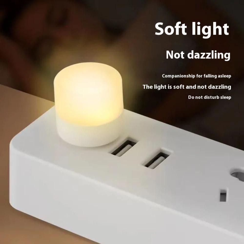 USB Night Light Mini LED Night Light USB Plug Lamp Power Bank Charging USB Book Lights Small Round Reading Eye Protection Lamps