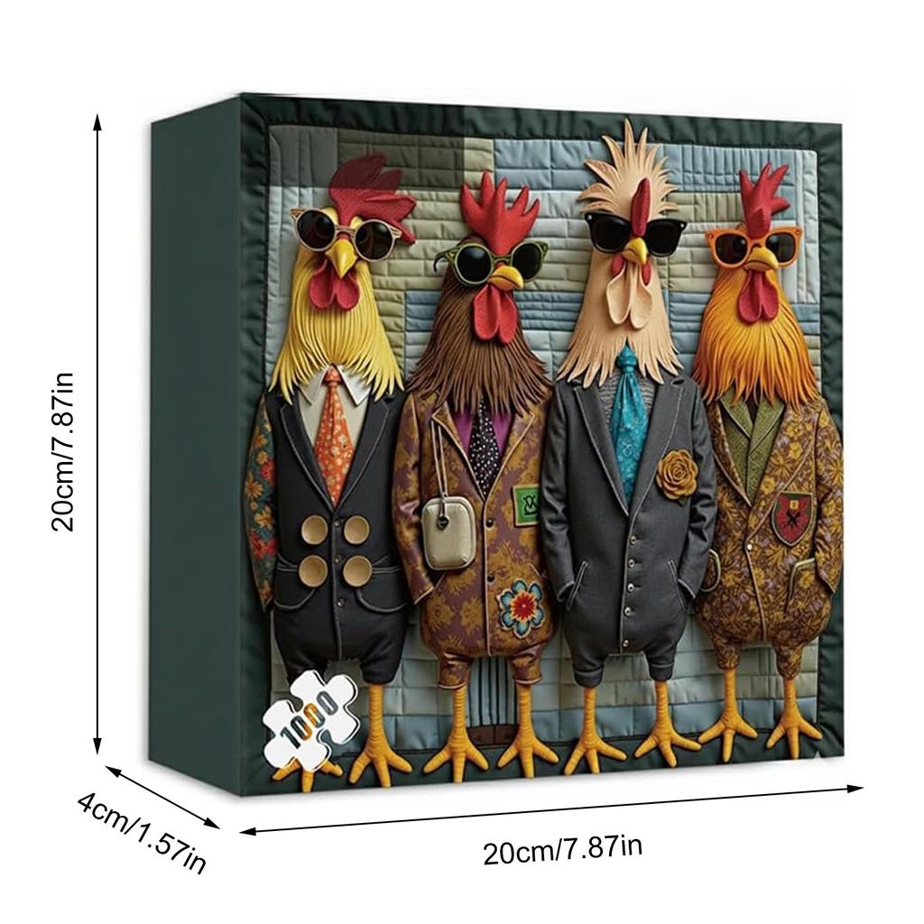1000-Pieces Runway Roosters Jigsaw Puzzle Challenging Difficult Animal Puzzles Funny Chicken Puzzle for Family Adults Gift