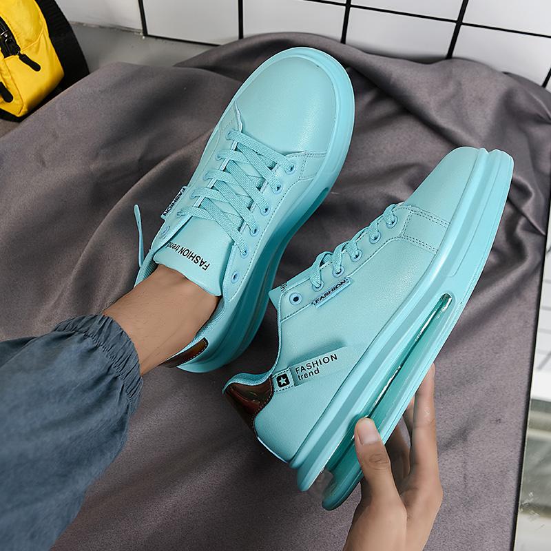 Fashion Spring Leather Green Platform Sneakers Men Thick Sole Air Cushion Running Shoes For Men 2025 Fashion Trainers Men's Sports Shoes