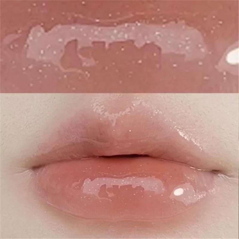 Transparent Fine Glitter Lip Gloss, Glass Lip Oil, Women's Mirror-Like Lipstick, Colorless Lip Balm, Lip Glaze for Layering