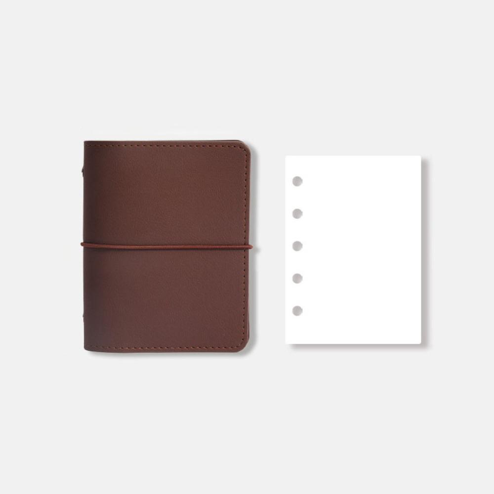 

Diary A7 Loose Leaf Notebook 5 Holes DIY Binder Notebook High Quality Portable Notebook Student Brown-Blank