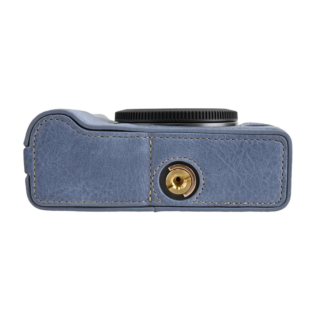 R50V PU Leder Kamera Halbtasche für Canon EOS R50V Batterieöffnung Bodenabdeckung mit Riemen