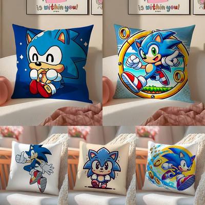 Housse de Coussin Personnage Cool S-Sonic-MT Le Hérisson pour Canapé et Salon Housse de Coussin Décorative Anti-poussière et Anti-acariens F