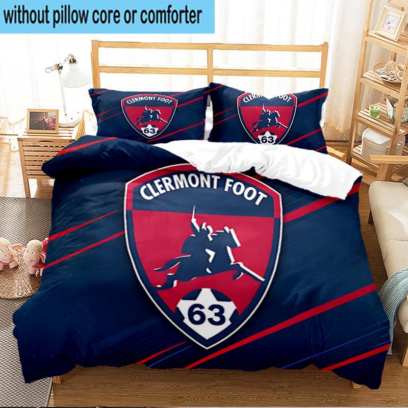 Clermont Foot Crest Design 3PCS Print Bedding Set, Includes A Duvet Cover and Two Pillowcases for Bedroom, Dormitory, Suitable for All Seasons