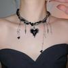 Gothic Dark Style Metal Wings Star Cross Thorny Heart Pendant Necklace Y2K Personalized Creative Punk Women Men Charm Jewelry