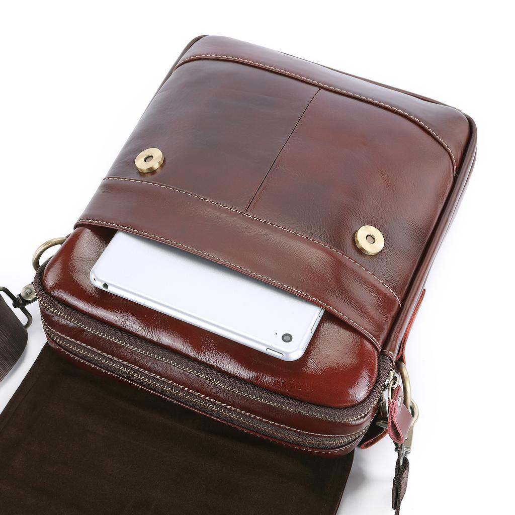 Men's Handbag First Layer Cowhide Vertical Business Casual Office Briefcase Men's Shoulder Messenger Bag